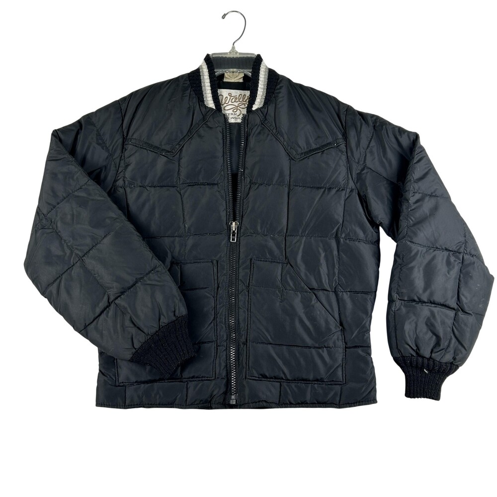 Vintage Walls Jacket Mens 40 Black Western Down Insulated Bomber 7671 70s